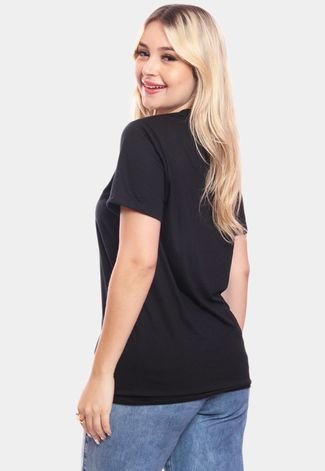 Tshirt Blusa Feminina Travel Estampada Manga Curta Camiseta Camisa Preto