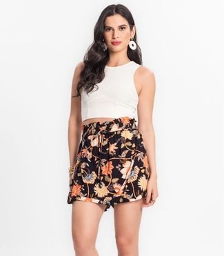 Shorts Saia Feminino Estampado Endless Preto