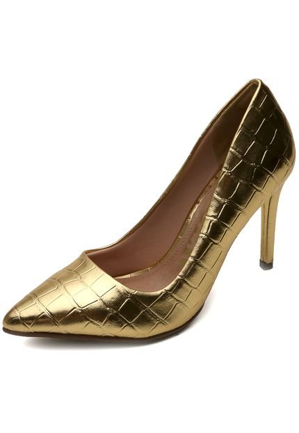 Scarpin AMBER Croco Dourado - Marca AMBER