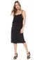 Vestido Seda Sacada Midi Babado Preto - Marca Sacada