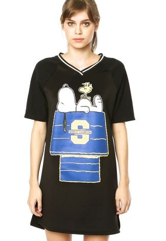 Vestido Casinha SNOOPY DAFITI FASH! Preto