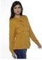 Camisa Feminina Lisa em Viscose com Bolsos Sob Caramelo Amarelo - Marca SOB