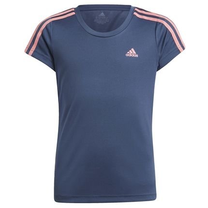 Camiseta Adidas Designed 2 Move 3 Stripes Infantil - Marinho e Rosa - Marca adidas