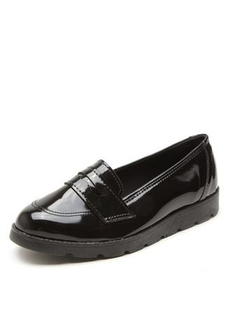 Mocassim Flatform DAFITI SHOES Pespontos Preto - Compre Agora