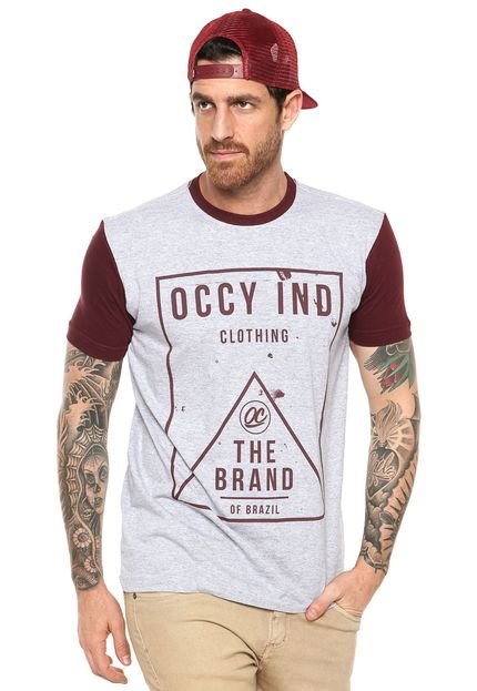 Camiseta Occy Pyramid Cinza/Vinho - Marca Occy