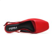 Sapatilha Slingback Feminina Rasteira Bico Quadrado Confort  Vermelho - Marca Florim Brasil Oficial