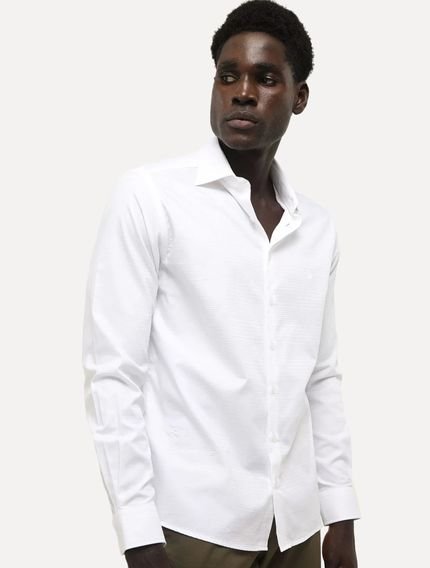Camisa Dudalina Masculina Slim Superfine Cotton Maquinetada Branca - Marca Dudalina
