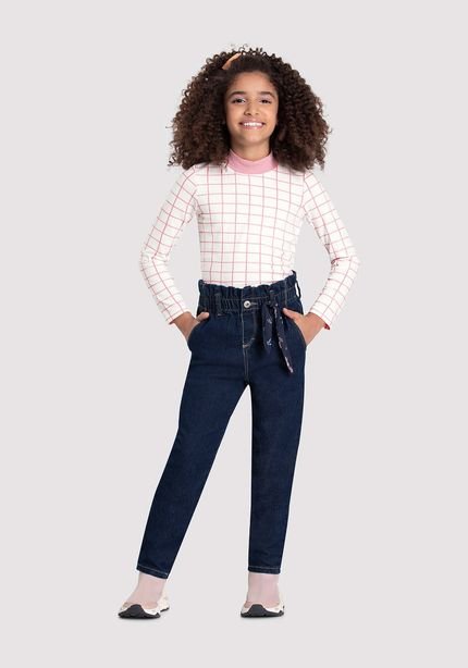 Calça Jeans Infantil Menina com Lenço Estampado - Marca Alakazoo