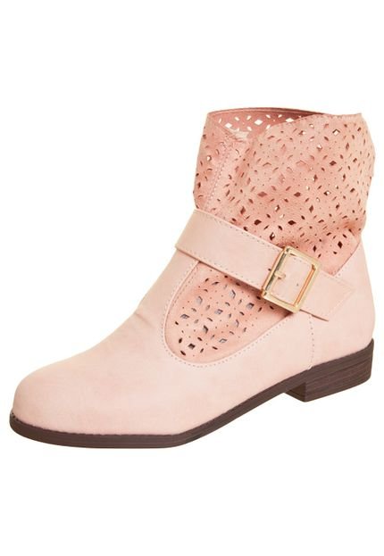 Bota Biker Moleca Vazado Nude - Marca Moleca