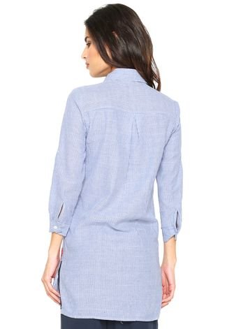 Camisa Kroon Fashion Listrada Azul/Branca