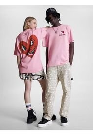 Camiseta Tommy X Keith Haring De Diseño Dual Gender Hombre Rosa Tommy Jeans