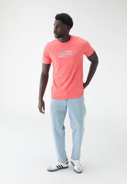 Camiseta Billabong Slim Logo Coral - Marca Billabong