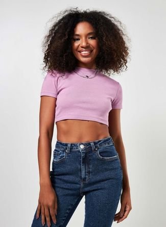 Blusa Cropped De Manga Curta