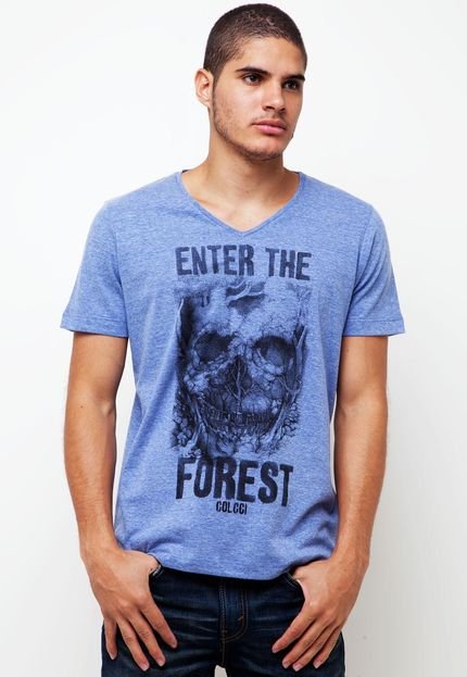 Camiseta Colcci Slim Árvore Azul - Marca Colcci