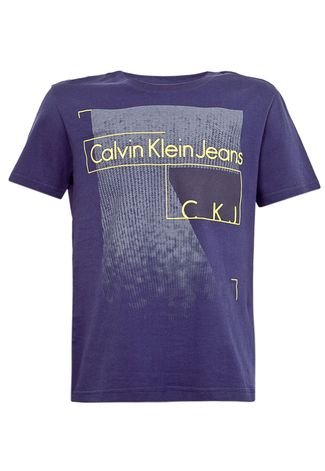 Camiseta Calvin Klein Kids Quadrado Azul