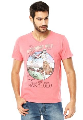 Camiseta Colcci Slim Hawaiian Rosa