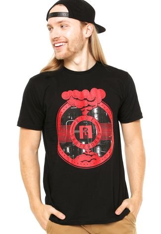Camiseta Manga Curta Ride Skateboard Industrial Standards Preta/Vermelha