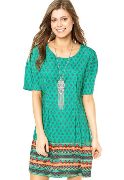 Vestido Cantão Silk Étnico Verde - Marca Cantão