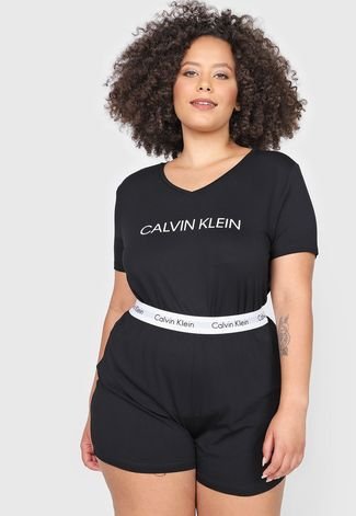 Short-Doll Calvin Klein Underwear Plus Size Logo Preto - Compre
