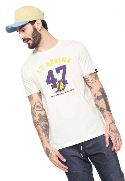 Camiseta New Era Los Angeles Lakers Off-white - Marca New Era