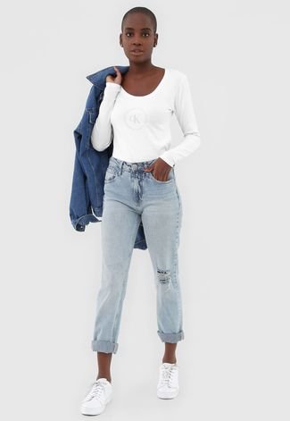 Blusa Calvin Klein Jeans Logo Branca