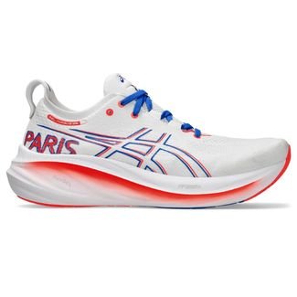 Tênis ASICS GEL-Nimbus 26 Maratona de Paris - Masculino - Branco com Vermelho e Azul