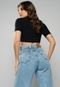 Cropped Salvatore Gola Alta Comfy Malha Canelada Preto - Marca Salvatore Fashion