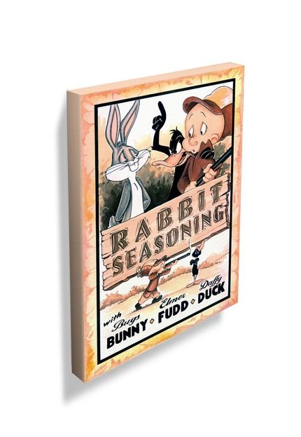 Quadro Tela Urban Looney Tunes Lona Rabbit Seasoning Movie Poster 50x70cm Bege - Marca Urban