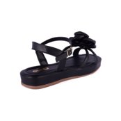 Sandália Flat Feminina Flor Delicada Flatform Brilho Estilo Moda Conforto Olzzy Original  Preto - Marca Alicia