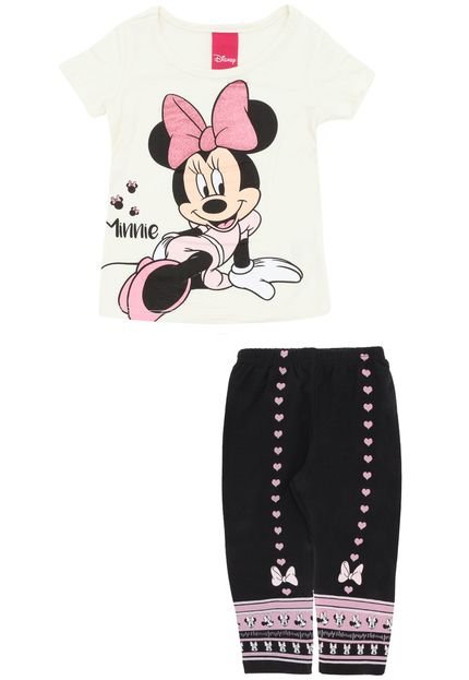 Conjunto 2pçs Disney Curto Menina Minnie Off-White - Marca Disney