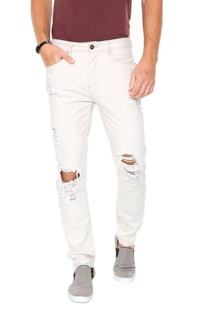 Calça Sarja Calvin Klein Jeans Slim Destroyed Bege - Marca Calvin Klein Jeans