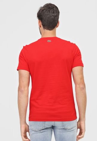 Camiseta Lacoste Lettering Vermelha