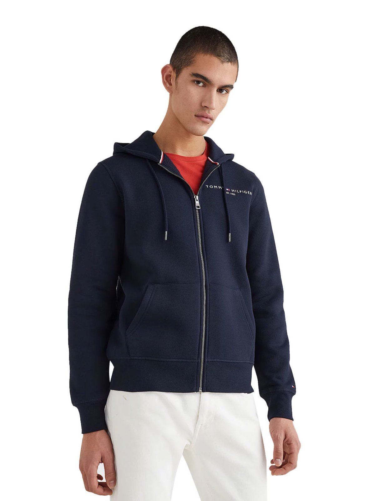 Moletom Tommy Hilfiger Masculino Fleece Logo Zip-Thru Hoody Azul Marinho - Marca Tommy Hilfiger