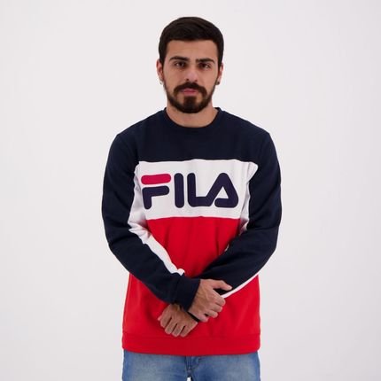 Moletom Fila Letter Colors Marinho e Branco - Marca Fila