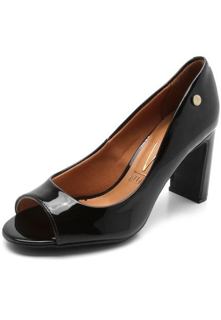 Peep Toe Vizzano Salto Grosso Preto - Marca Vizzano