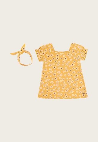 Vestido Infantil Elian Floral Amarelo