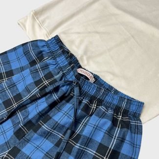 Pijama Xadrez Cozy Club Azul - Teen