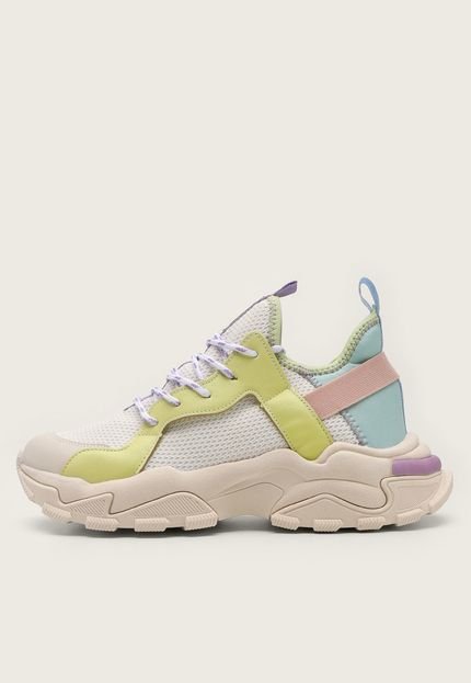 Tênis Dad Sneaker Chunky Forever 21 Recortes Color Block Branco - Marca Forever 21