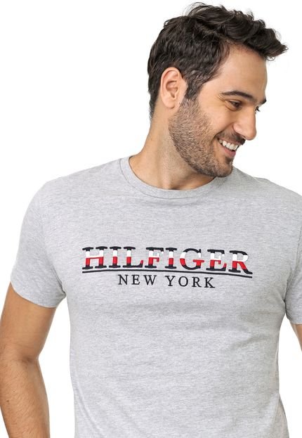 Camiseta Tommy Hilfiger Bordada Cinza - Marca Tommy Hilfiger