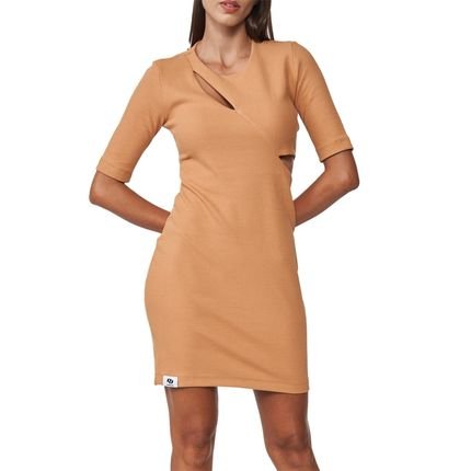 Vestido Canelado Colcci Pr25 Bege Belgati Feminino - Marca Colcci