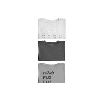 Kit 3 Camisetas Brasa Carros E Nao Fui Eu Reserva Mini Branco - Marca Reserva Mini