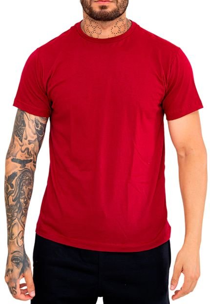 Camiseta Camisa Slim Masculina Algodão Bordô - Marca GPM