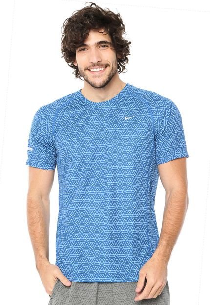 Camiseta Nike Printed Miler SS Azul - Marca Nike