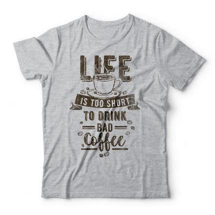 Camiseta No Bad Coffee - Mescla Cinza - Marca Studio Geek 
