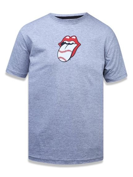 Camiseta New Era Basico M/C The Rolling Stones Mescla Cinza - Marca New Era