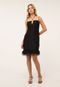 Vestido Cetim Colcci Curto Plumas Preto - Marca Colcci