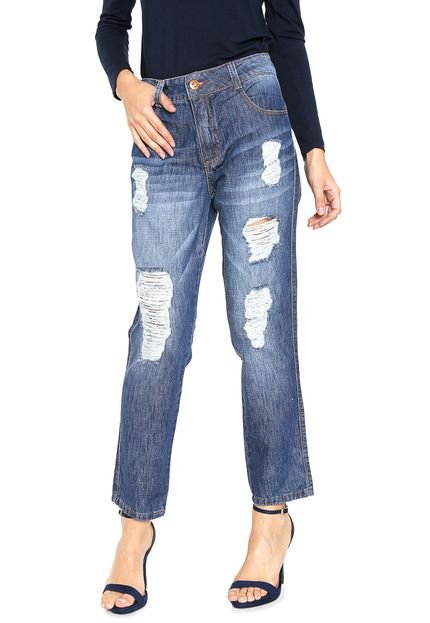 Calça Jeans Biotipo Girlfriend Bolsos Azul - Marca Biotipo