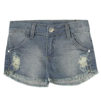 Shorts Infantil Look Jeans Barra Desfiada Jeans - Marca Look Jeans