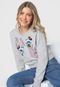 Blusa de Moletom Flanelada Fechada Cativa Disney Minnie Glitter Cinza - Marca Cativa Disney