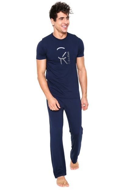 Pijama Calvin Klein Underwear Estampado Azul-Marinho - Marca Calvin Klein Underwear